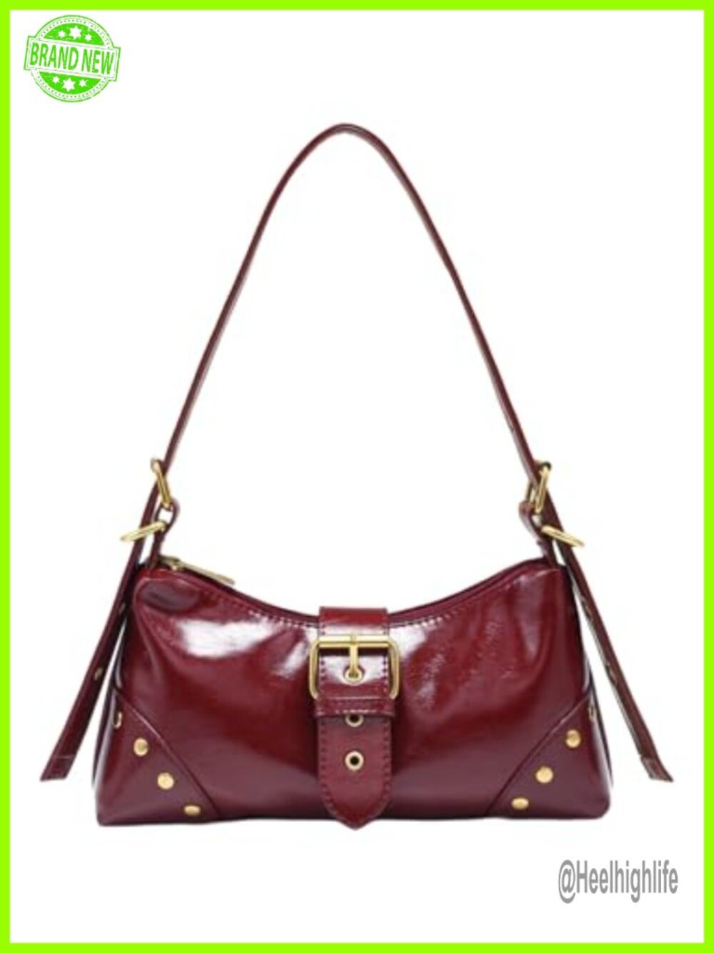 Faux Leather Buckle Shoulder Bag Punk Hobo Handbag Clutch Purse